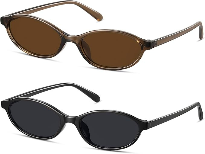 Retro Oval Sunglasses for Women Small Cat Eye Sun Glasses Womens Trendy Y2K Narrow Shades UV400 P... | Amazon (CA)