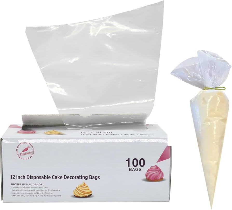 Piping Bag - Disposable Cake Decorating Bag 100 Count (12 inch, Clear) | Amazon (US)