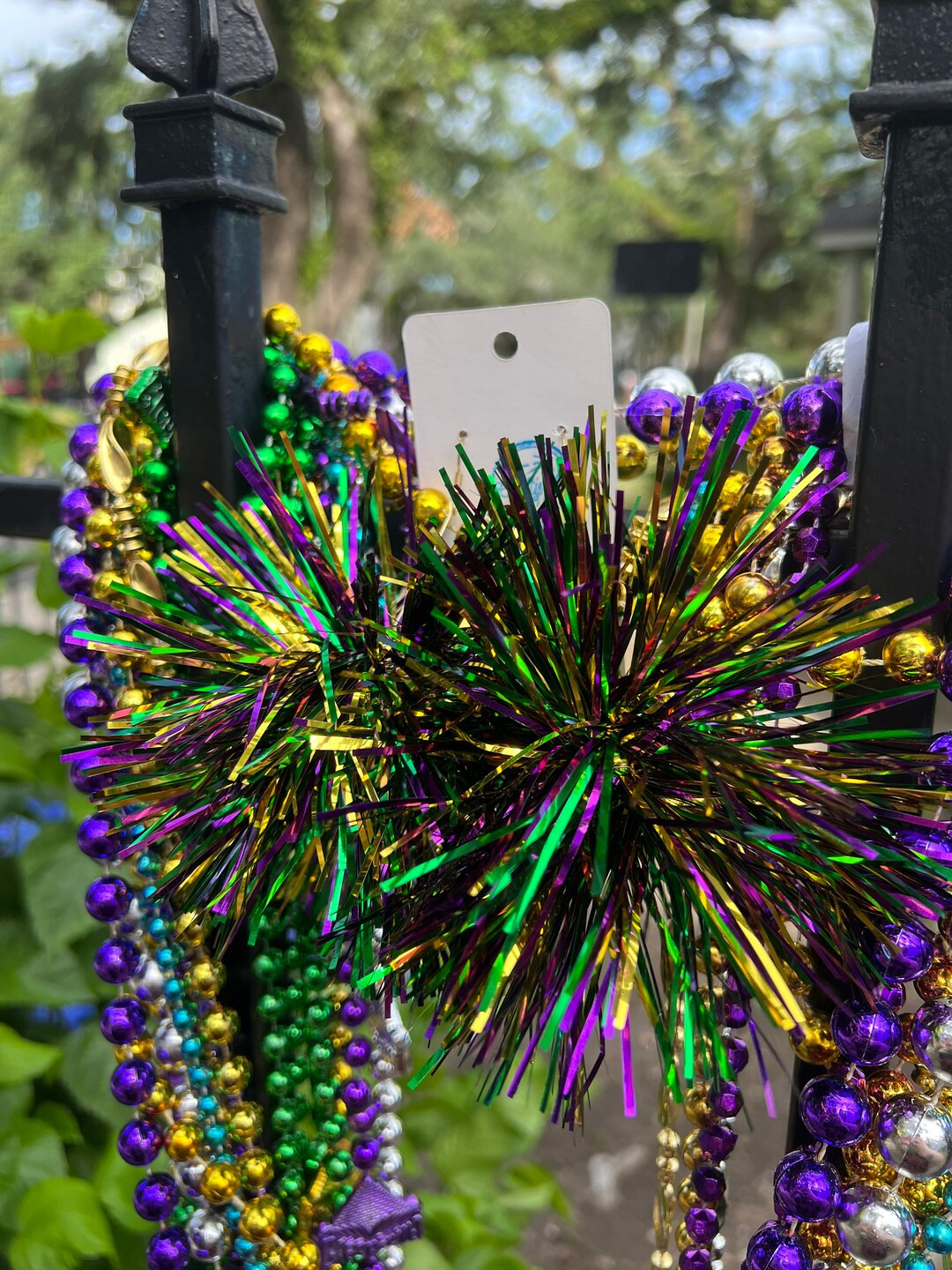 Mardi Gras Firework Tinsel Dangle Earrings | Etsy (US)