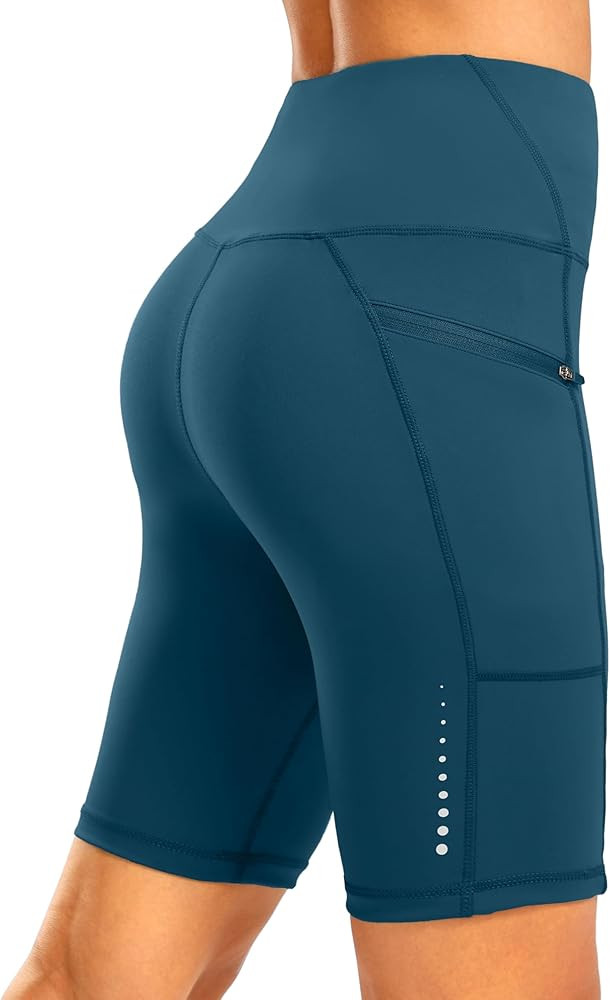 Women's High Waisted Biker Shorts 8" Running Workout Tummy Control Bike Spandex Shorts for Women ... | Amazon (US)