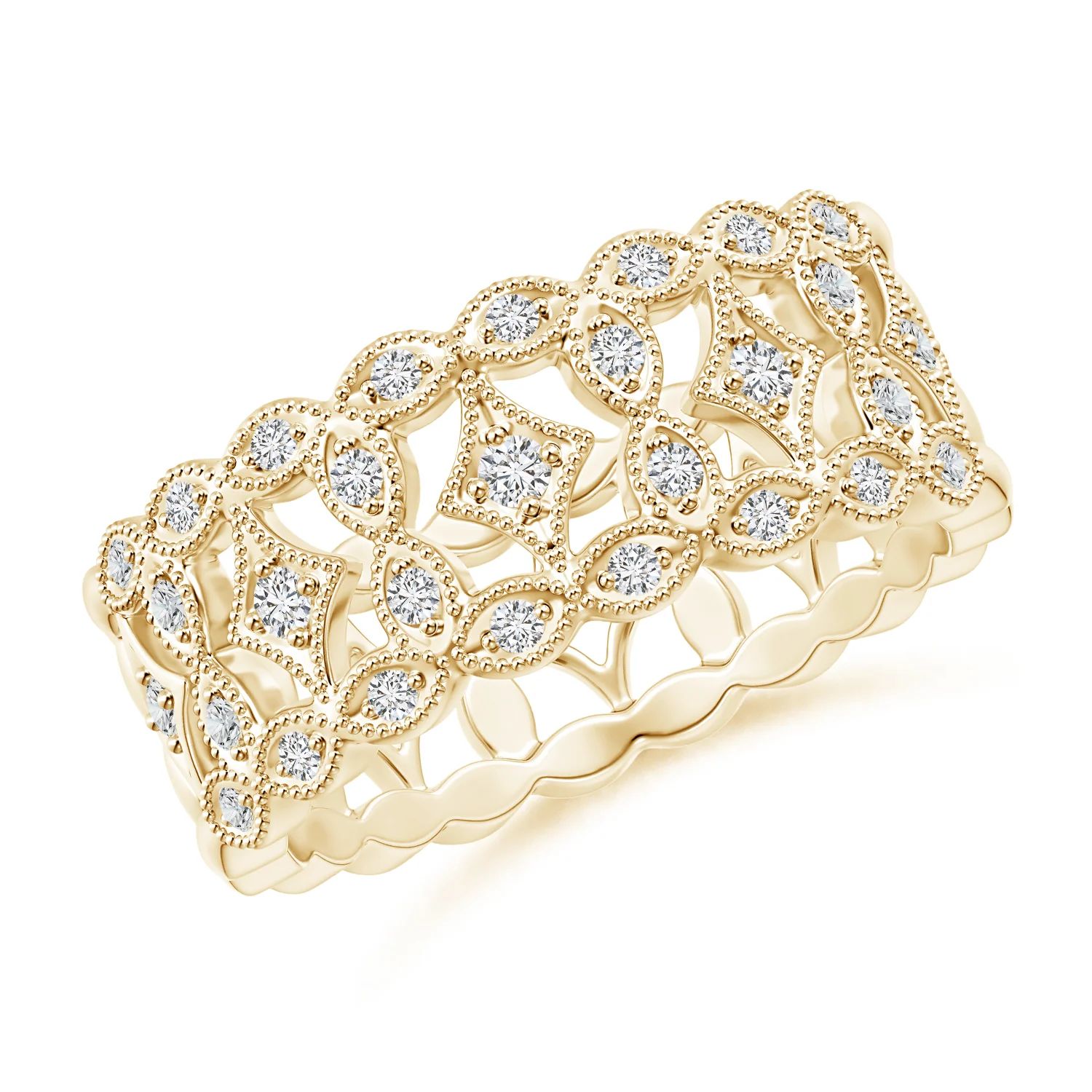 Art Deco Inspired Filigree Diamond Wedding Ring | Angara | Angara US