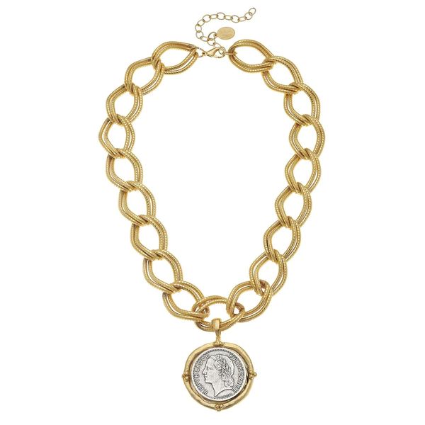 Mixed Metal Franc Chain Necklace | Susan Shaw