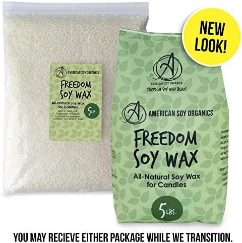American Soy Organics- 5 lb of Freedom Soy Wax Beads for Candle Making – Microwavable Soy Wax Beads  | Amazon (US)