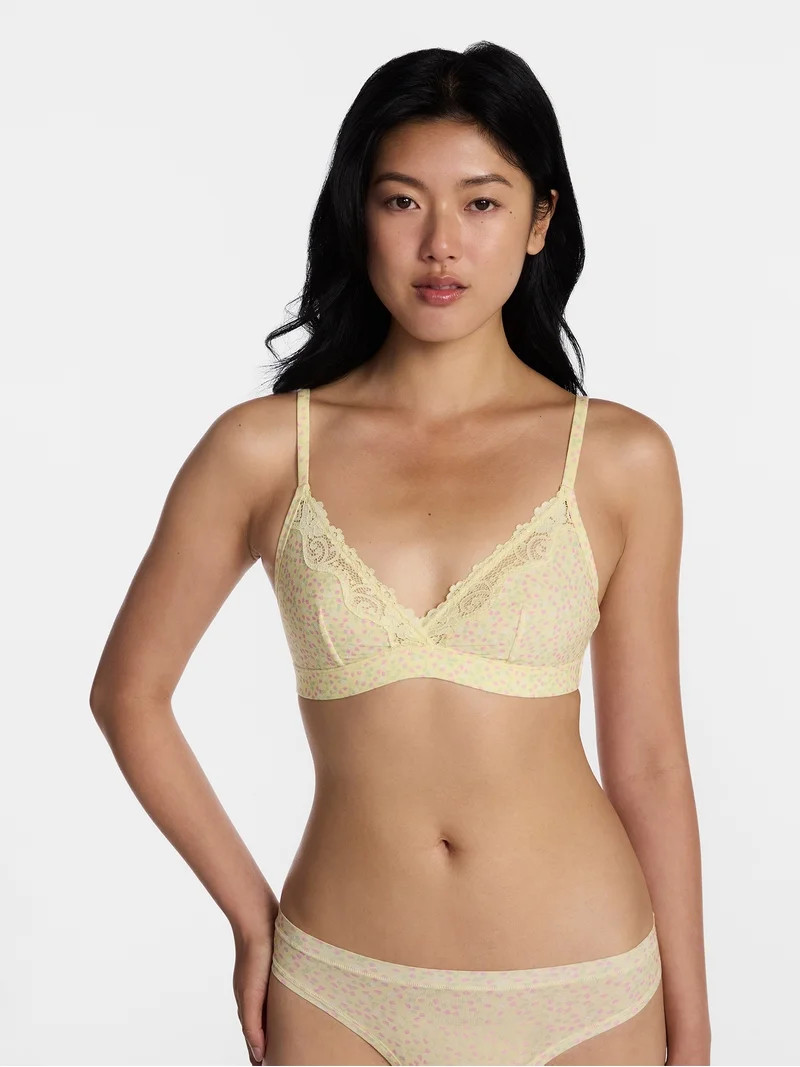 No Boundaries Fit Stretch Triangle Bralette with Lace, Women's XS-3XL | Walmart (US)