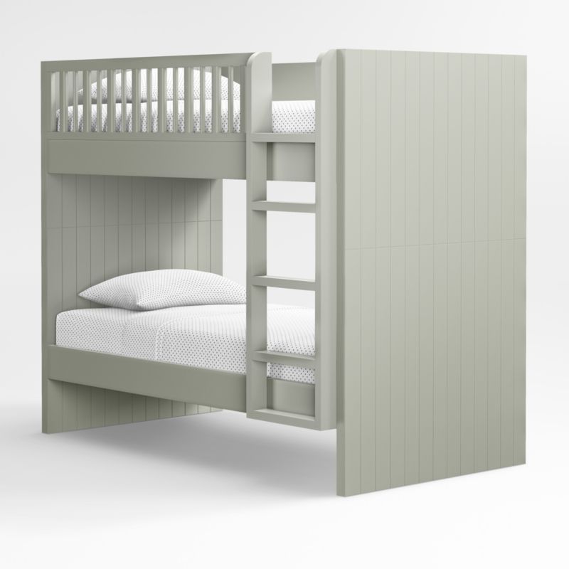 Finn Sage Green Wood Kids Bunk Bed with Sage Green Wood Ladder | Crate & Kids | Crate & Barrel