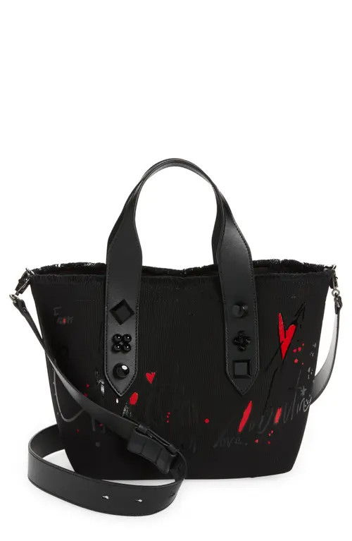 Christian Louboutin Small Frangibus Print Canvas Tote in Black-Black/Black/Black at Nordstrom | Nordstrom