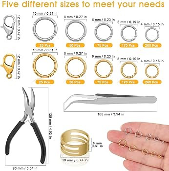 Anezus Jump Rings for Jewelry Making Supplies and Necklace Repair with Jump Ring Pliers and Open ... | Amazon (US)