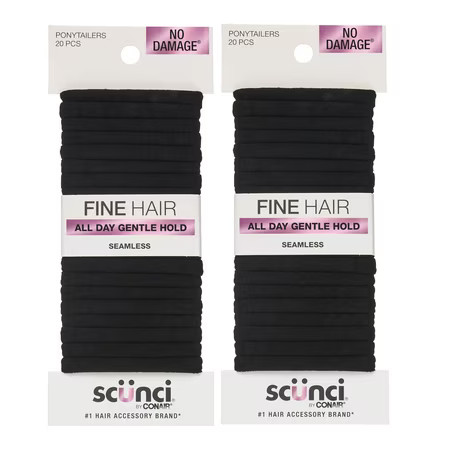(2 pack) Scunci No Damage Hosiery Ponytail Hair Ties Black 20 Count | Walmart (US)