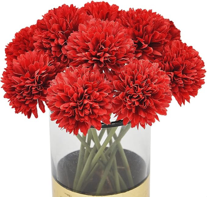 10Pcs Artificial Fake Flower Plants Silk Chrysanthemum Ball Hydrangea Arrangements Wedding Bouque... | Amazon (US)