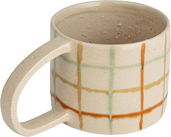 Creative Co-Op 12 Oz. Stoneware Mug with Checkered Pattern, Multicolor, Set of 4 | Amazon (US)