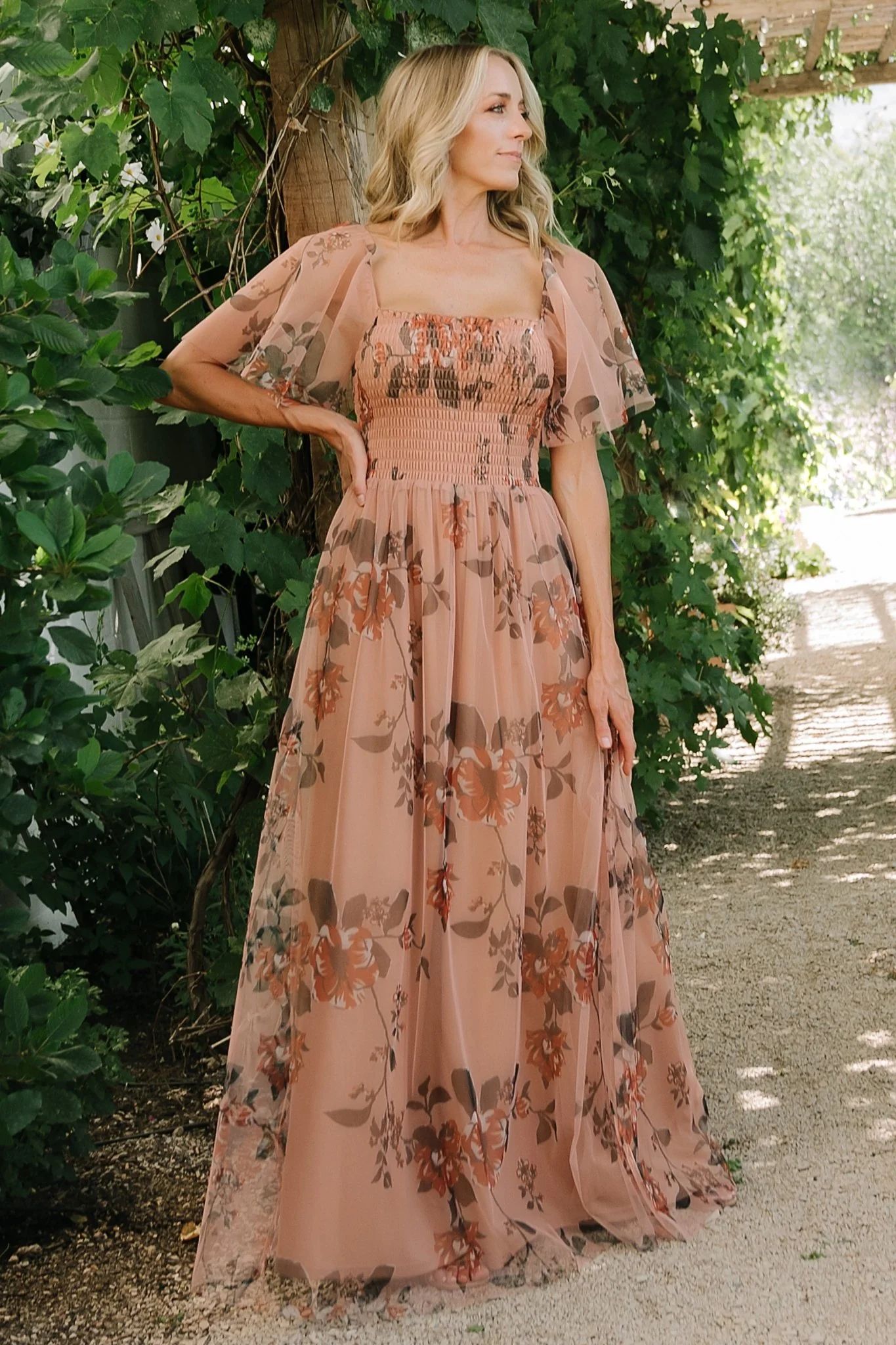Cassandra Tulle Maxi Dress | Copper Floral | Baltic Born