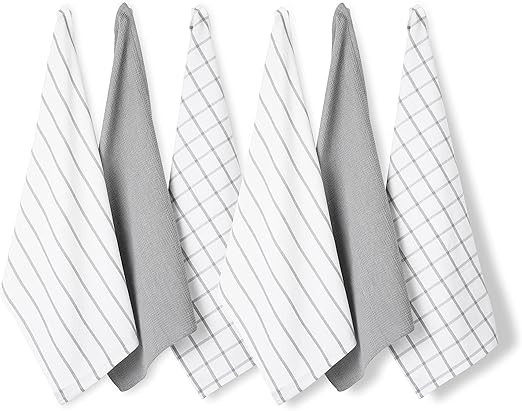 Kitchen Towels and Dishcloths Set - Pack of 6 Cotton Dish Cloths, 18”x 28”, Soft Hand Towels ... | Amazon (US)