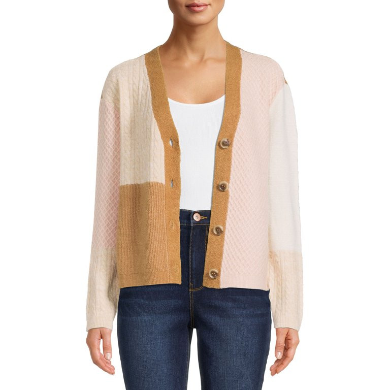BeachLunchLounge Women's Colorblock Button Cardigan - Walmart.com | Walmart (US)