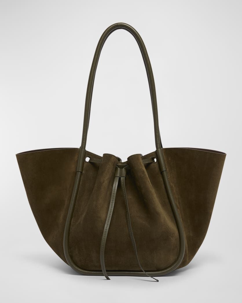 Large Drawstring Suede Tote Bag | Neiman Marcus