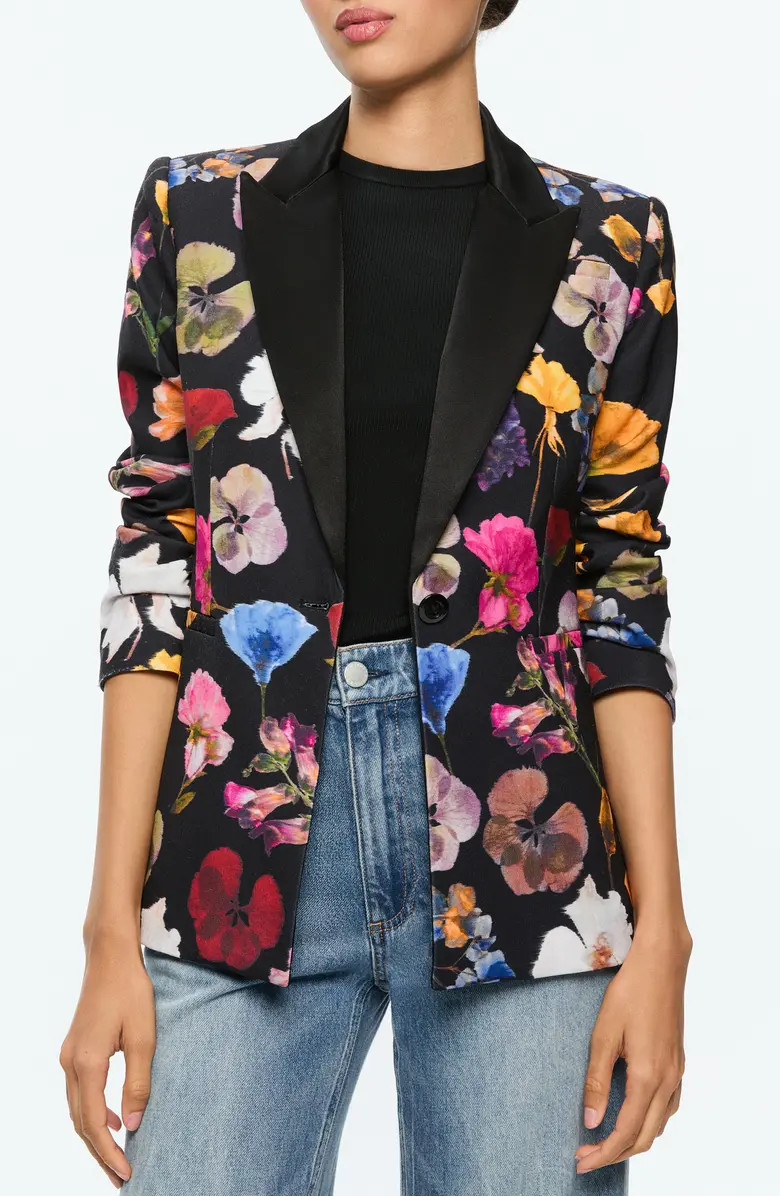 Hundley Floral Single Breasted Velvet Blazer | Nordstrom