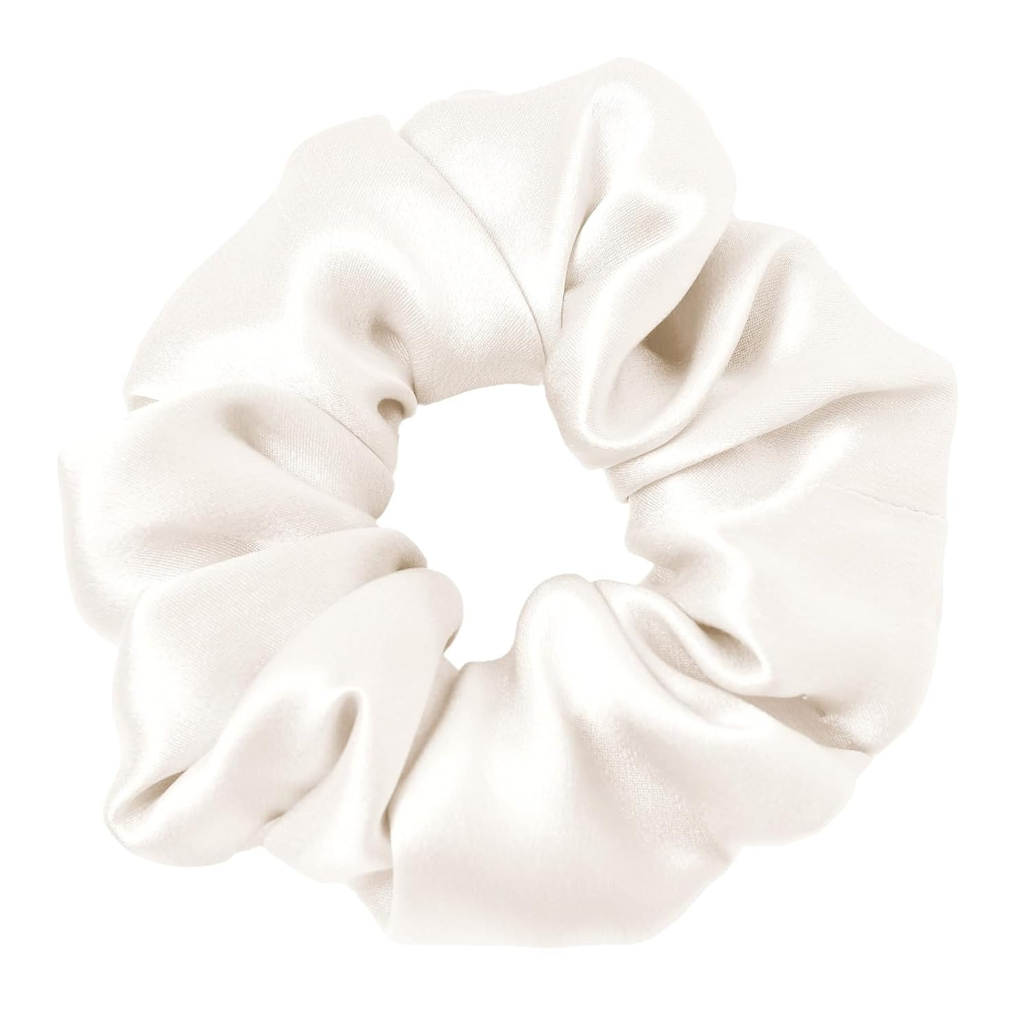 LilySilk Hair Tie, 100% Mulberry Silk Hair Scrunchies for Frizz & Breakage Prevention, Elastic Silk Ponytail Holders, 1Pc, Ivory | Amazon (US)