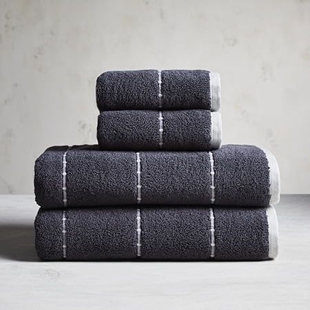Better Homes & Gardens Caldwell Stripe 4 Piece Towel Set, Gray Shadow | Walmart (US)