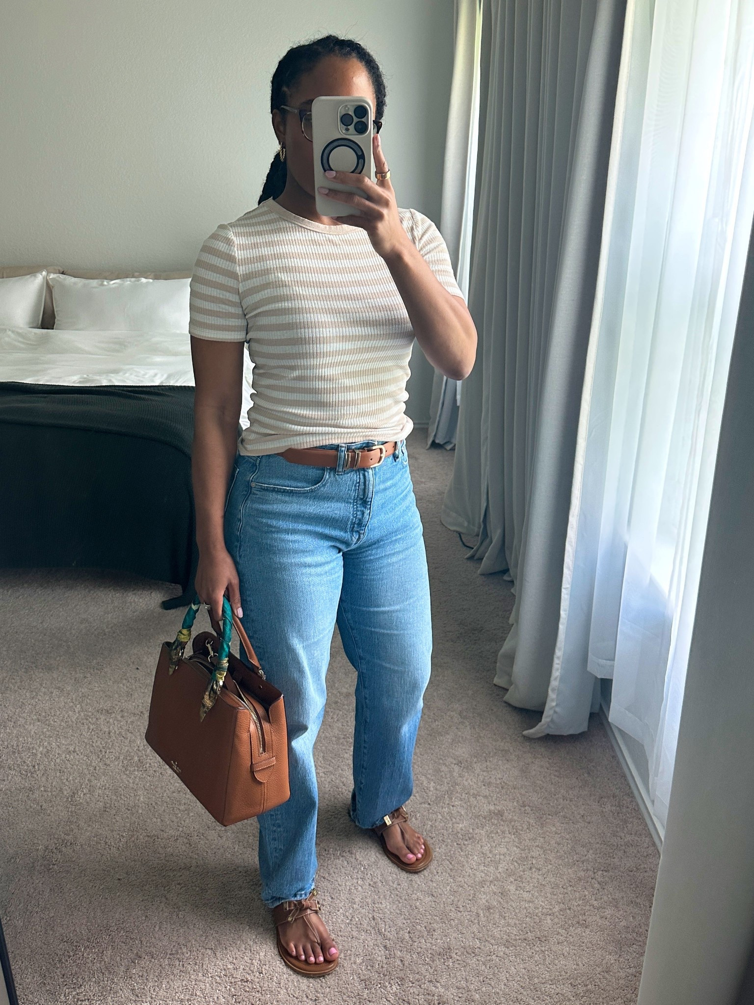 The skinny scarf on the bag is doing it for me! I’m about to order more. I’m obsessed! It makes the outfit just a shade more interesting. // casual spring outfit idea with jeans and brown t-strap sandals.

spring fashion • spring outfit • spring shoes • spring outfit ideas black girl • cute spring outfits • spring outfit ideas black women • spring outfit ideas • spring style trends • neutral spring outfits

#LTKSeasonal #LTKFindsUnder100 #LTKStyleTip