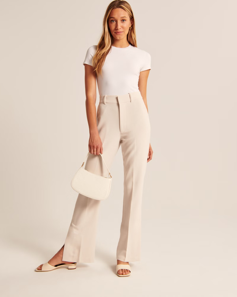 Women's Tailored Split-Hem Flare Pants | Women's Clearance | Abercrombie.com | Abercrombie & Fitch (US)