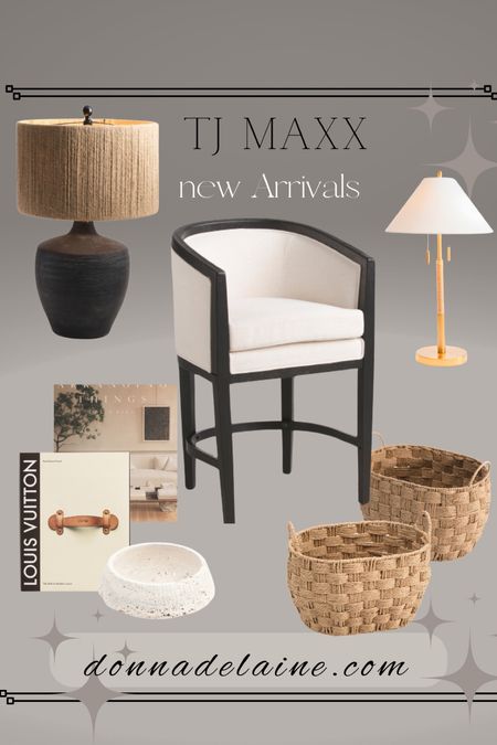 New and Now at TJ Maxx: modern counter stool, table lamps, affordable wicker baskets, coffee table books. 
Affordable finds, budget friendly home decor and furniture 

#LTKhome