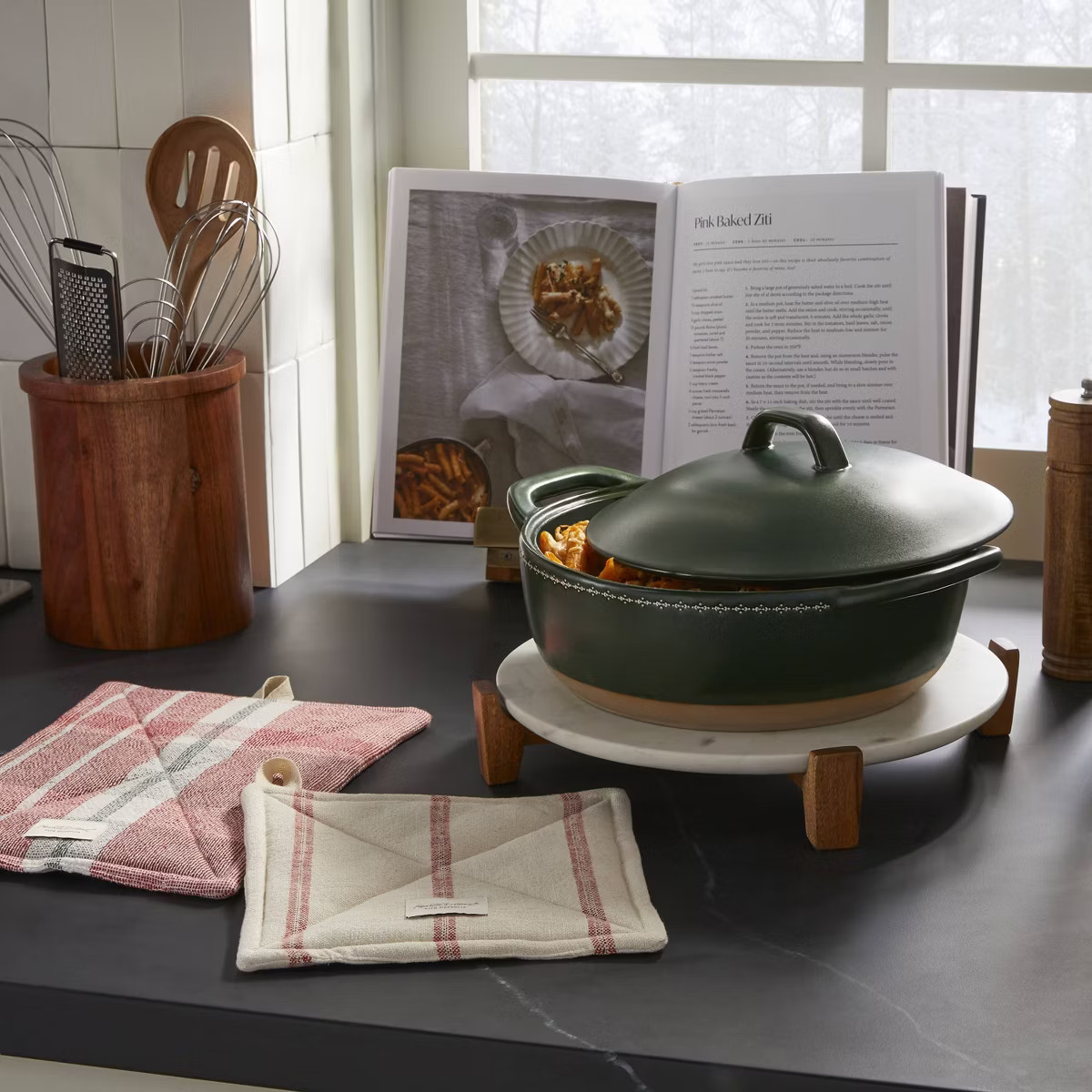 2pc Festive Plaid & Stripe Christmas Potholders Red/Green/Cream - Hearth & Hand™ with Magnolia | Target