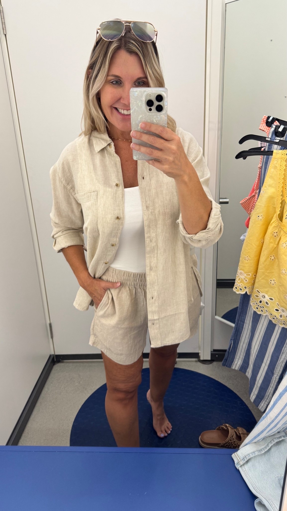 I love this neutral kook! Wesring a small in everything, the button up runs big!!
#oldnavy #oldnavystyle #spring outfit 

#LTKStyleTip #LTKOver40 #LTKSeasonal