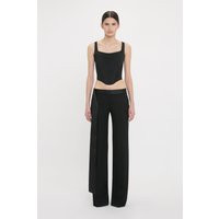 Victoria Beckham Satin Waistband Trouser In Black 10 | Victoria Beckham UK