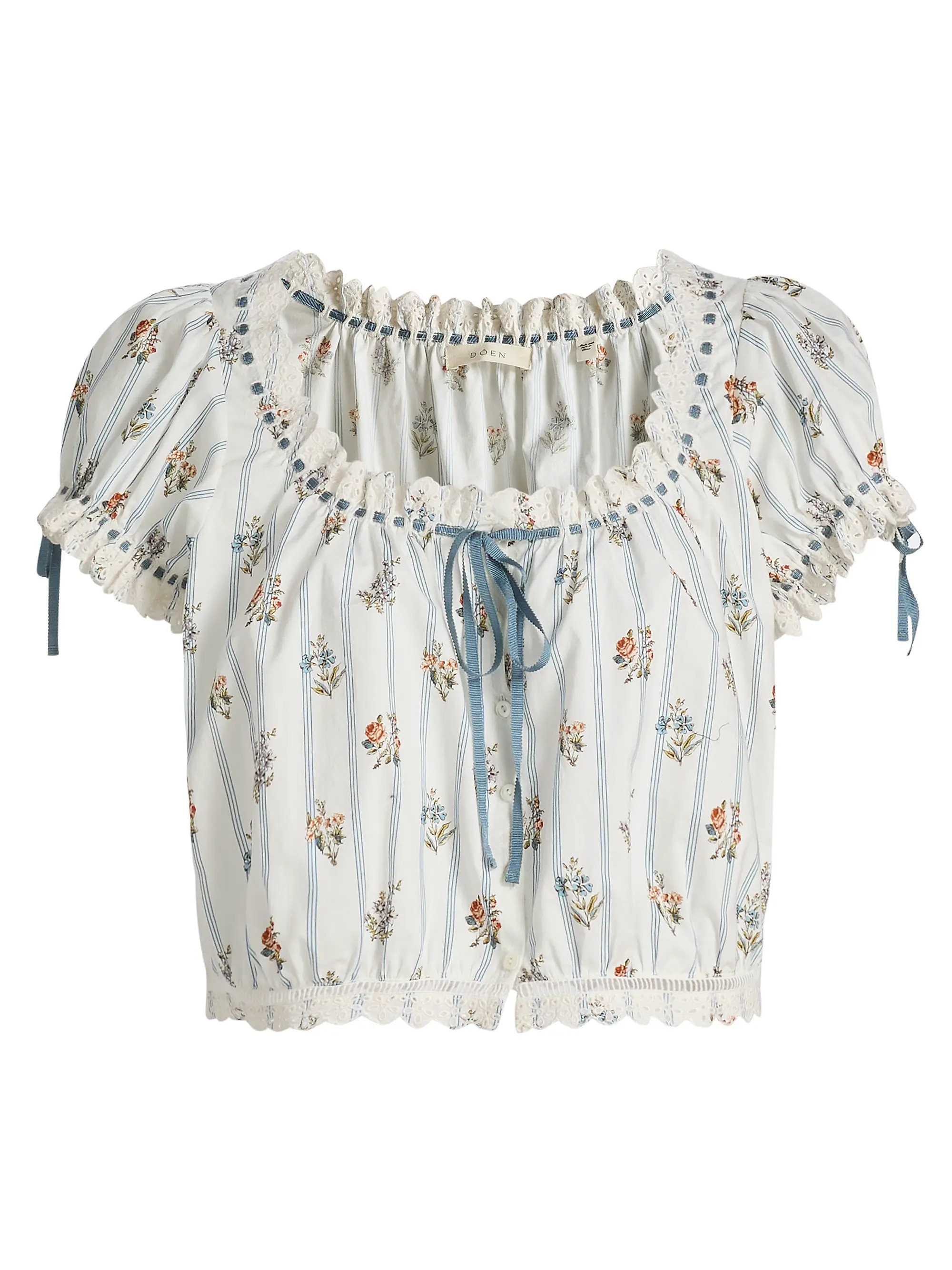 Nera Floral Cotton Crop Top | Saks Fifth Avenue
