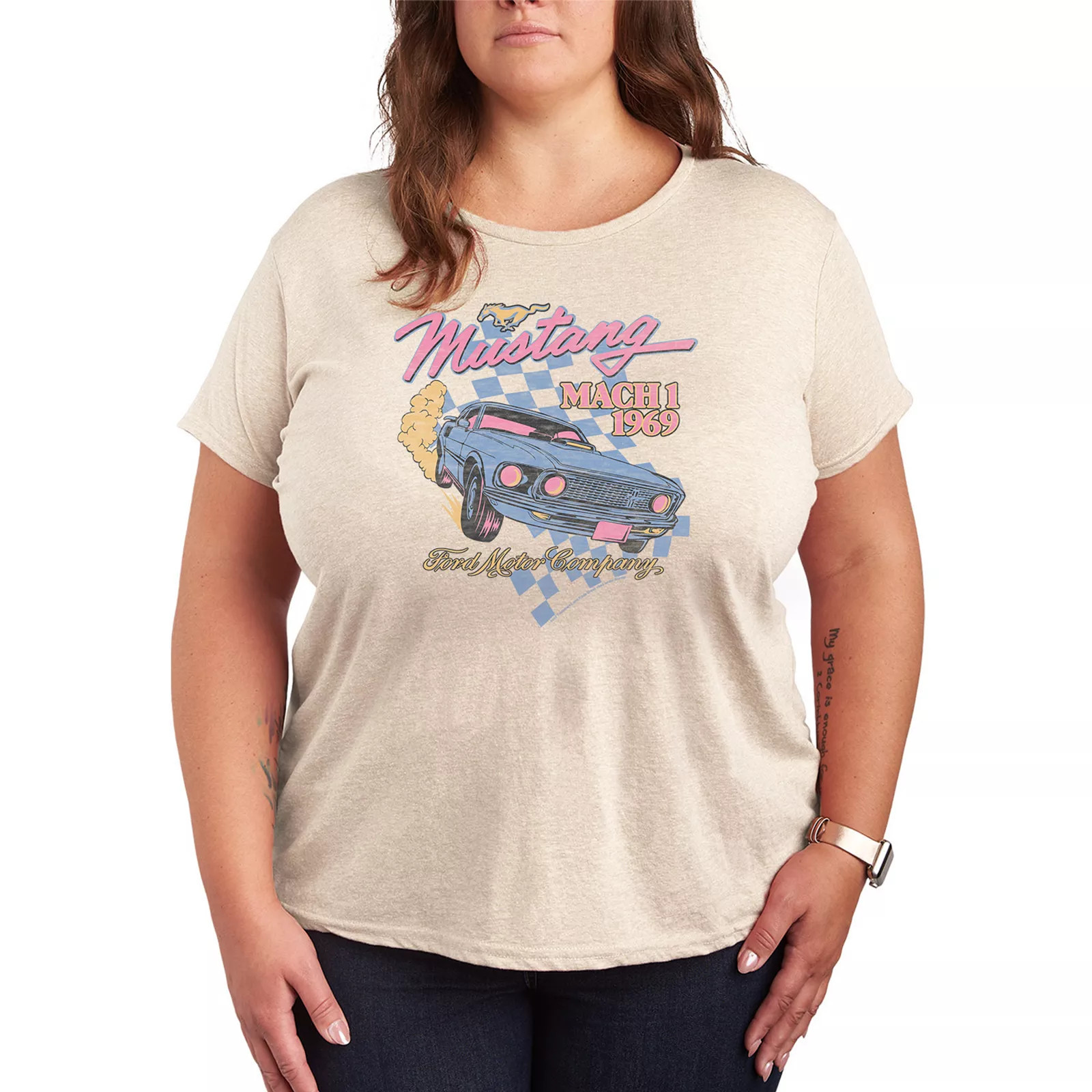 Plus Size Ford Motor Company Mustang Graphic Tee, Women's, Size: 2XL, Beige | Kohl's