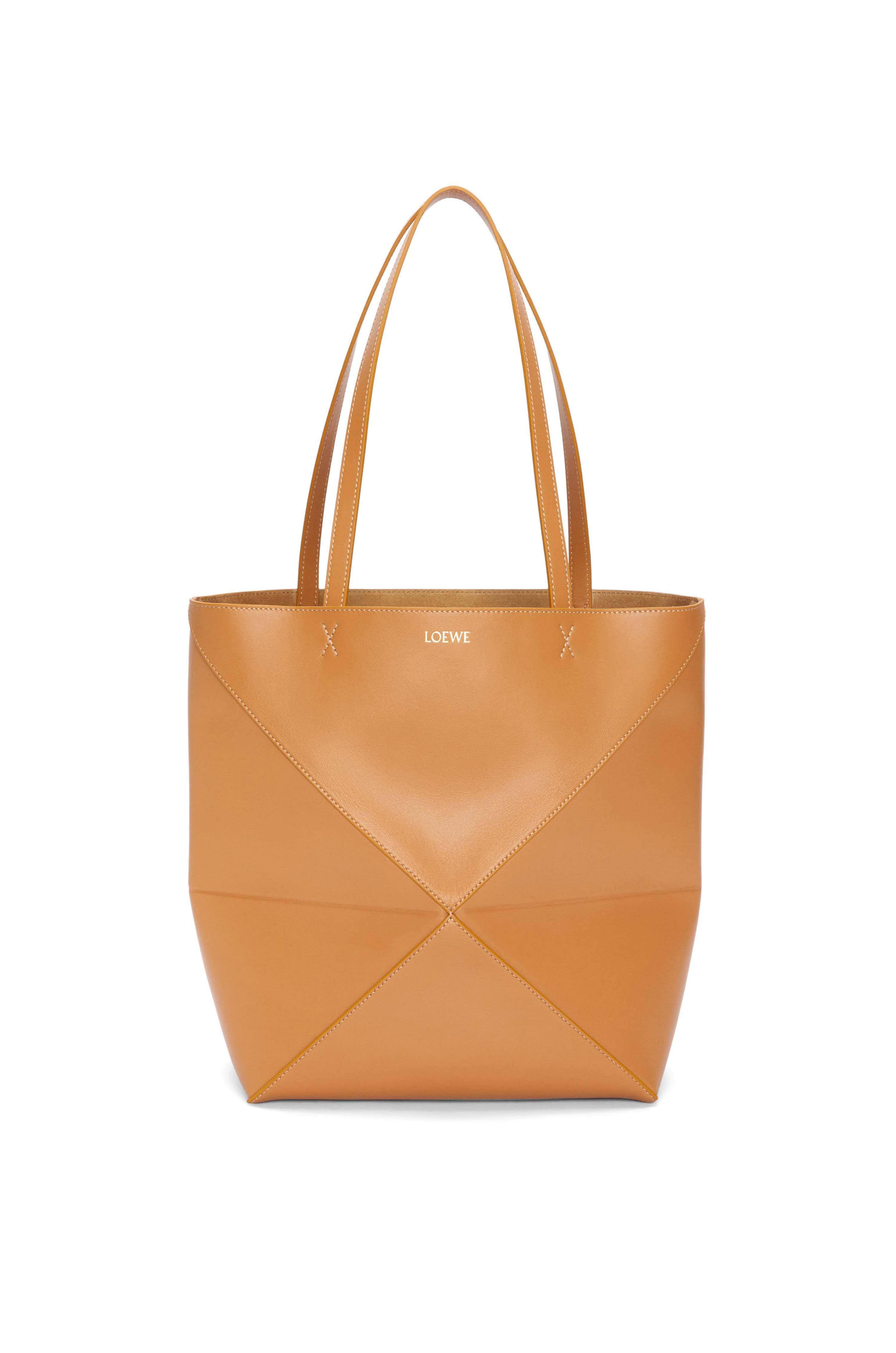 Women's LOEWE Medium Puzzle Fold Tote in Shiny Calfskin in Warm Desert | StockX