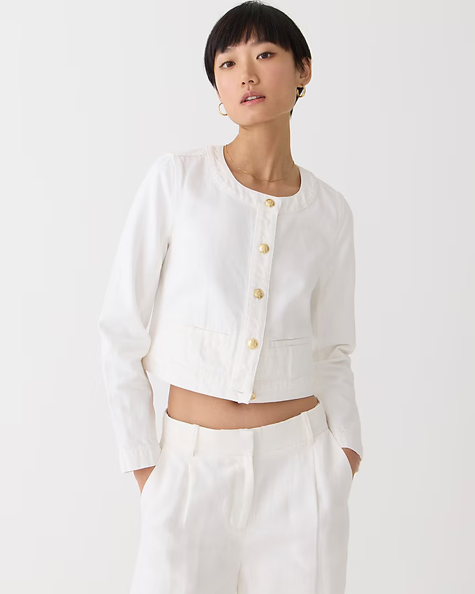 Louisa lady jacket in white denim | J. Crew US