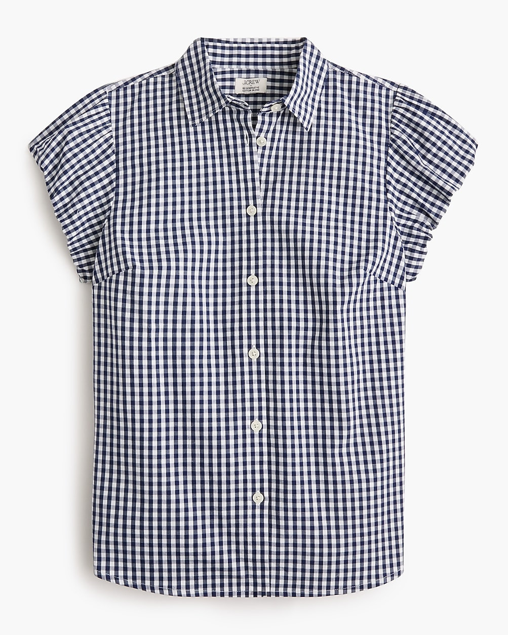 Gingham puff-sleeve button-up top | J.Crew Factory