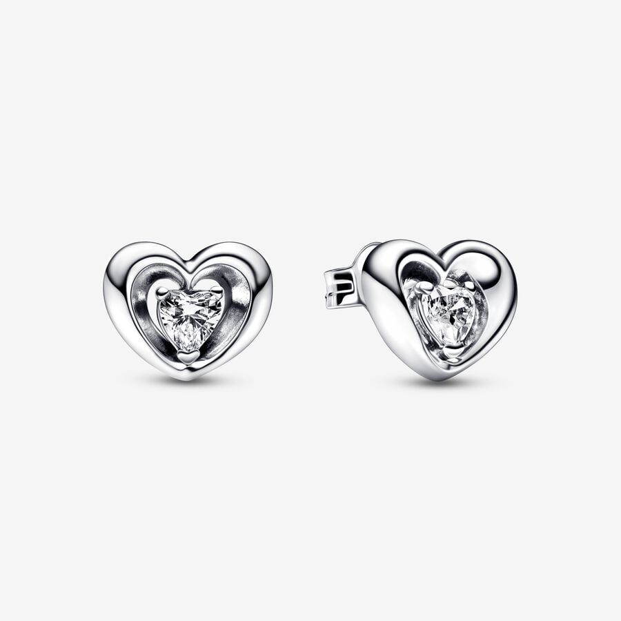 Radiant Heart & Floating Stone Stud Earrings | Pandora (US)
