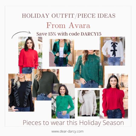 Holiday outfit & pieces from Avara
Perfect for Thanksgiving,, holiday parties, cocktail parties, Holiday parties and more!

Code DARCY15 for 15% off
Perfect tops to wear with Faux leather, slacked, pencil skirts 

#LTKstyletip #LTKSeasonal #LTKHoliday