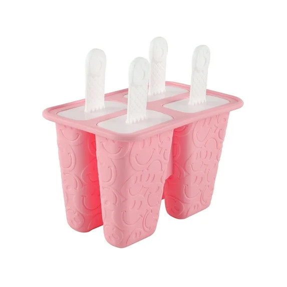Embossed Smiley Face Silicone Ice Pop Molds - Reusable & Dishwasher Safe, Pink | Walmart (US)