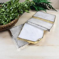 Clear Quartz Coaster, Gold Silver Gemstone Home Decor, Natural Crystal Coaster | Epj-Hddb11 | Etsy (US)