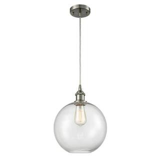 Innovations Athens 1-Light Brushed Satin Nickel Clear Shaded Pendant Light with Clear Glass Shade... | The Home Depot