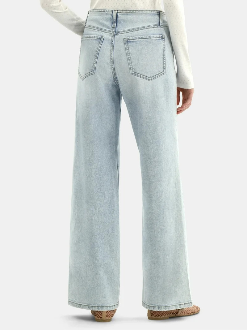 No Boundaries Mid-Rise Baggy Wide Leg Jeans, 31.5'' Inseam, Women's | Walmart (US)