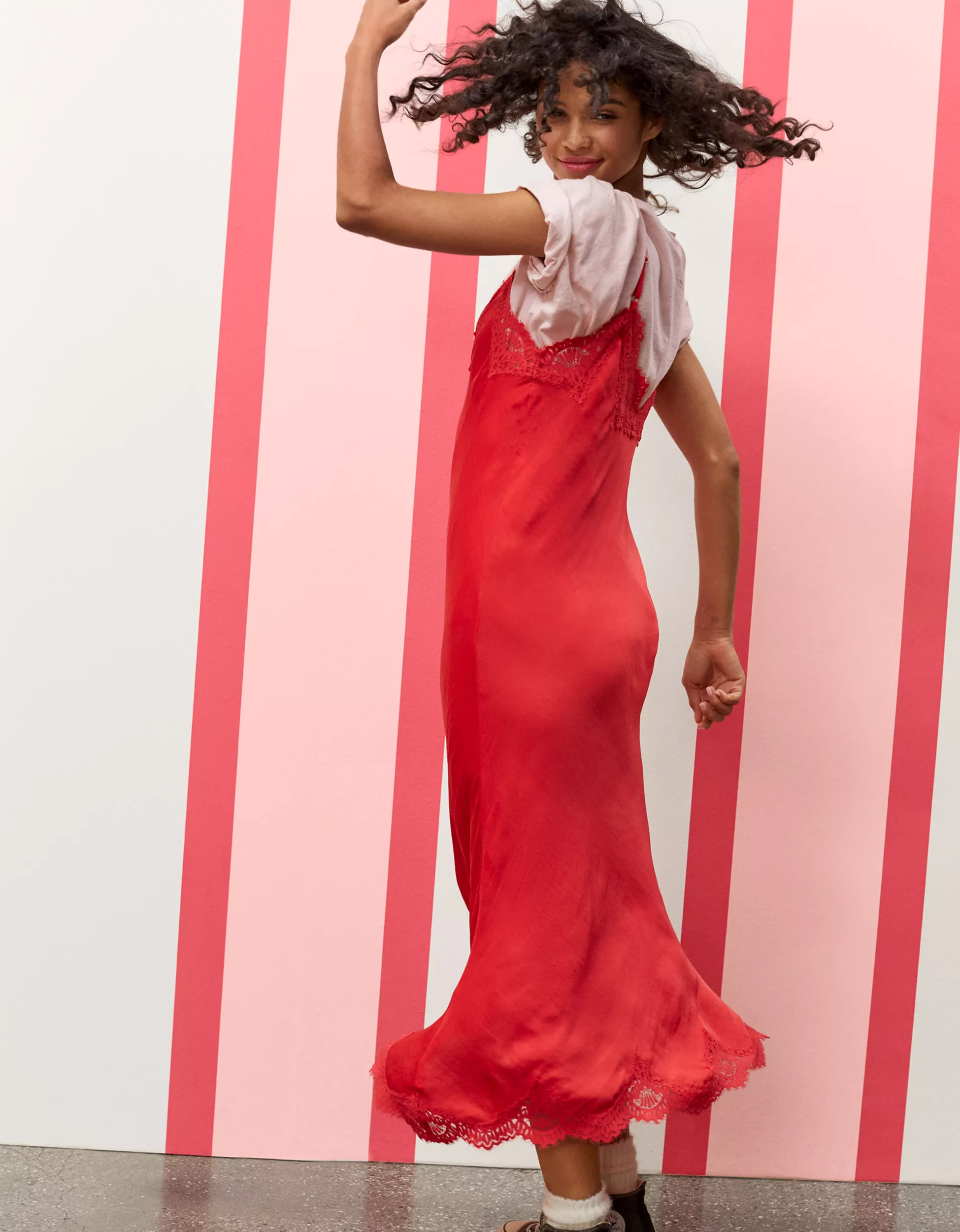 Aerie x Emily + Meritt Satin Slip Dress | Aerie