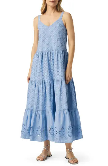 Splendid Wynona Eyelet Cotton Midi Dress in Steel Blue at Nordstrom Rack, Size Small | Nordstrom Rack