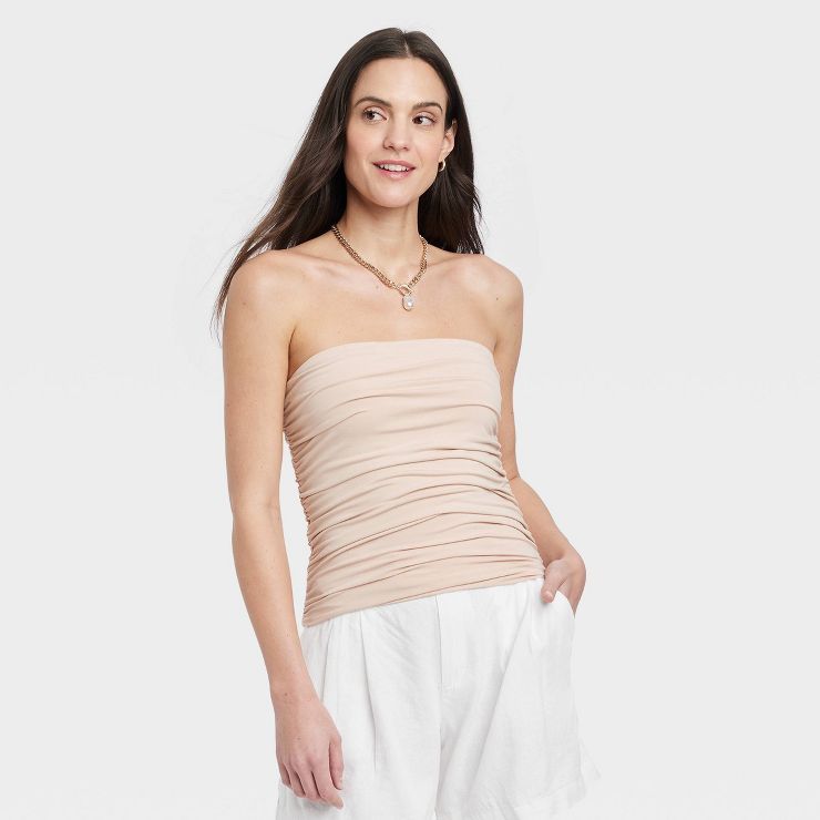 Women's Slim Fit Ruched Tube Top - A New Day™ | Target