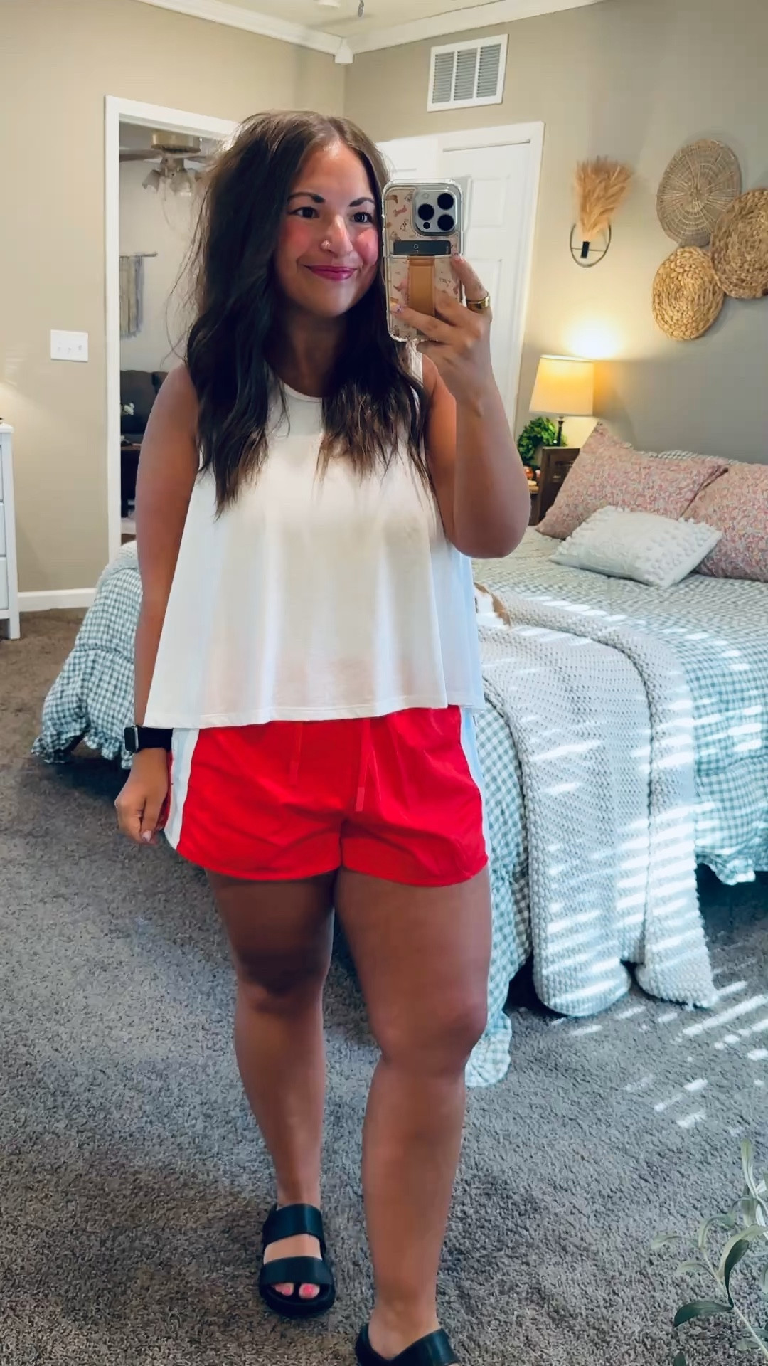 Bright shorts season ☀️ Loving these Target finds for an easy pop of color that makes any simple top feel instantly more fun and summer-ready!

sandals: sold out, but linking similar options below!
shorts: fit true to size // wearing a large
tank: fits true to size (very loose & flowy fit) // wearing a large 

 #LTKootd #LTKMidsize