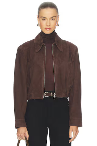 AGOLDE Nahlia Cropped Suede Jacket in Root from Revolve.com | Revolve Clothing (Global)
