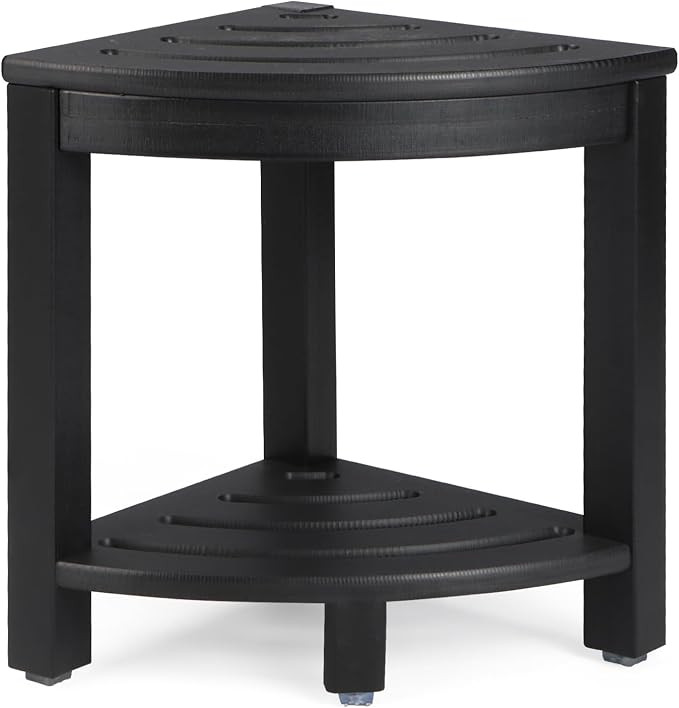 HDPE Corner Shower Stool,Shower Bench Seat with Storage Shelf for Shaving Legs Plastic Spa Bath S... | Amazon (US)