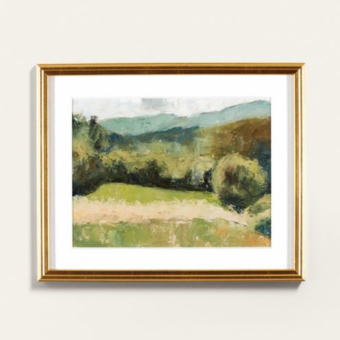 Petite Summer Mountains Art with Teal & Cream Tones in Antique Gold Frame | Ballard Designs, Inc.
