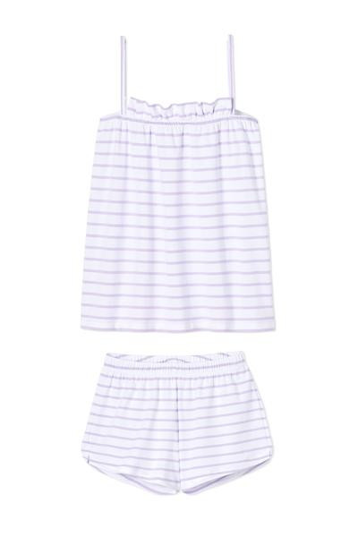 Pima Ruffle Shorts Set in Lilac | LAKE Pajamas