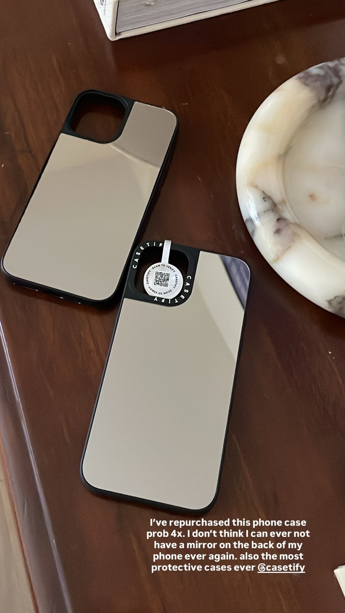 I’ve repurchased this phone case prob 4x. I don’t think I can ever not have a mirror on the back of my phone ever again. also the most protective cases ever @casetify
