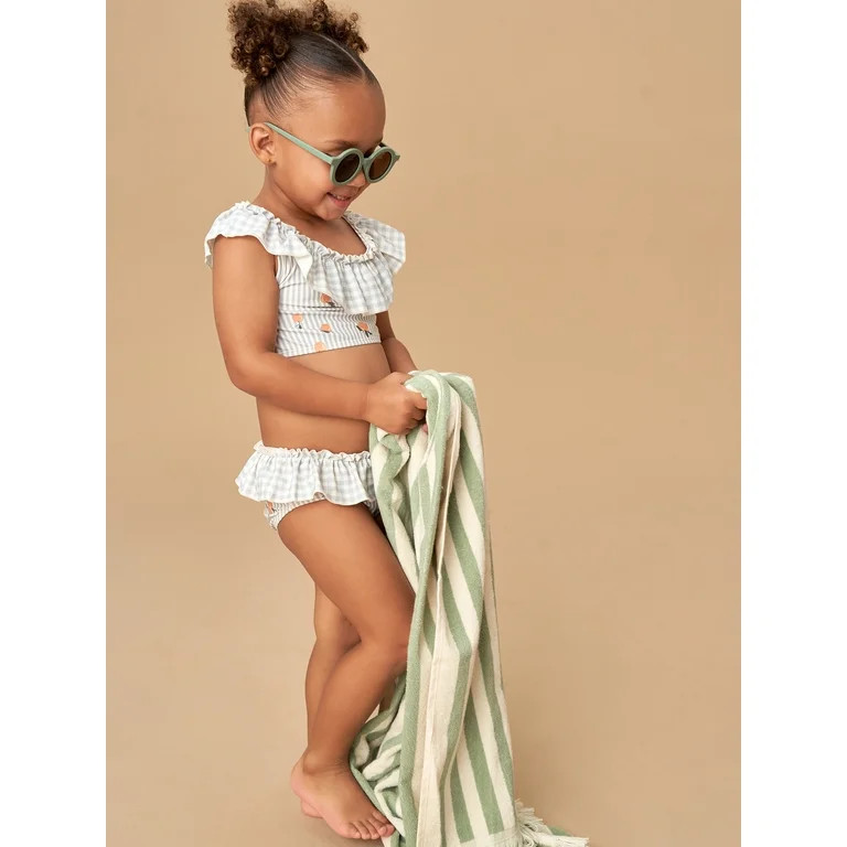 Modern Moments by Gerber Toddler Girl Swimsuit with Neck Ruffle, 2-Piece, Sizes 12M - 5T | Walmart (US)