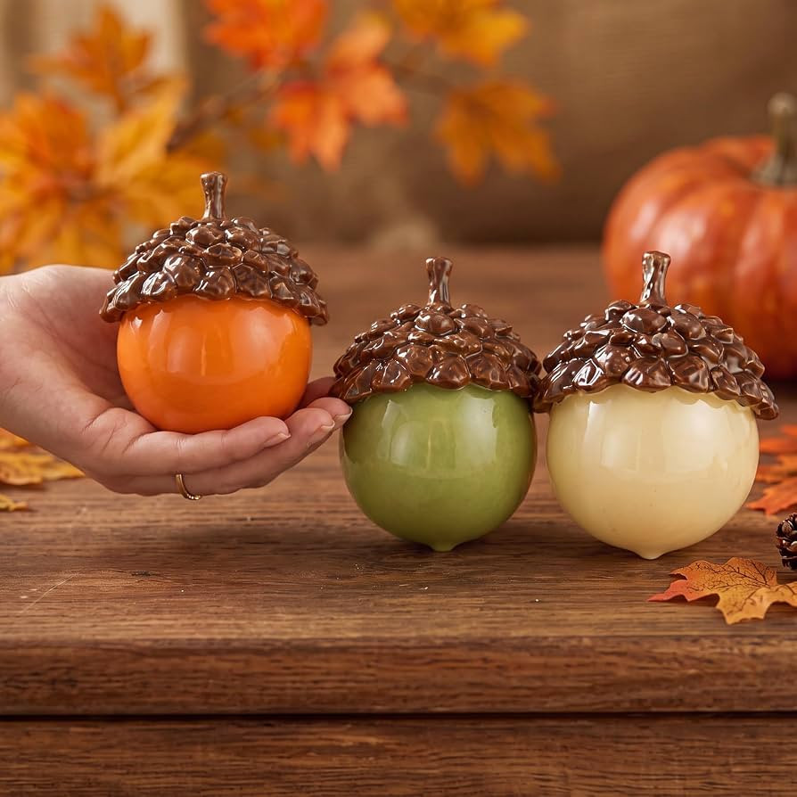 RattanView 3 Piece Large Fall Resin Acorns Decor, 3.15" Acorn Ornaments | Amazon (US)