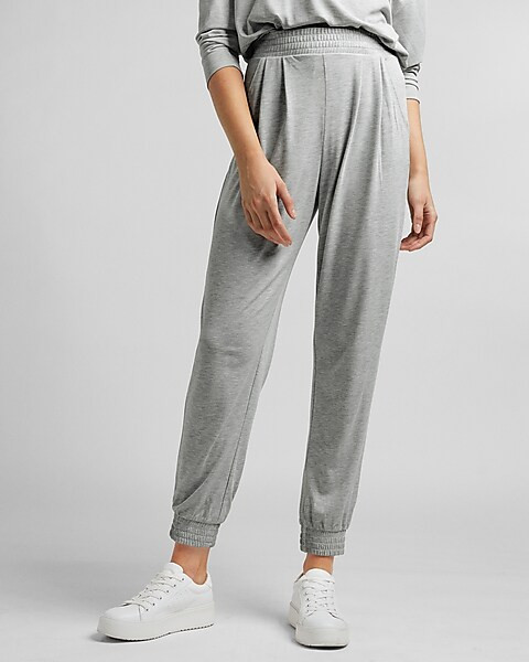 Super High Waisted Silky Sueded Jersey Joggers | Express